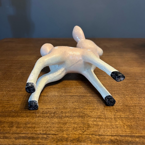 Holiday Vintage Glitter Deer Fawn Christmas Figurine Pastel Pink - Picture 6 of 6